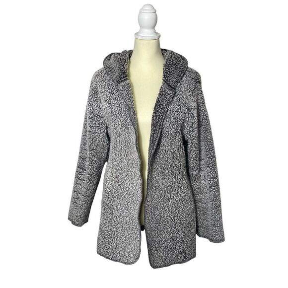 Victoria's Secret PINK Open Front Gray Sherpa Hooded Cardigan Women's Size Small - Picture 1 of 16